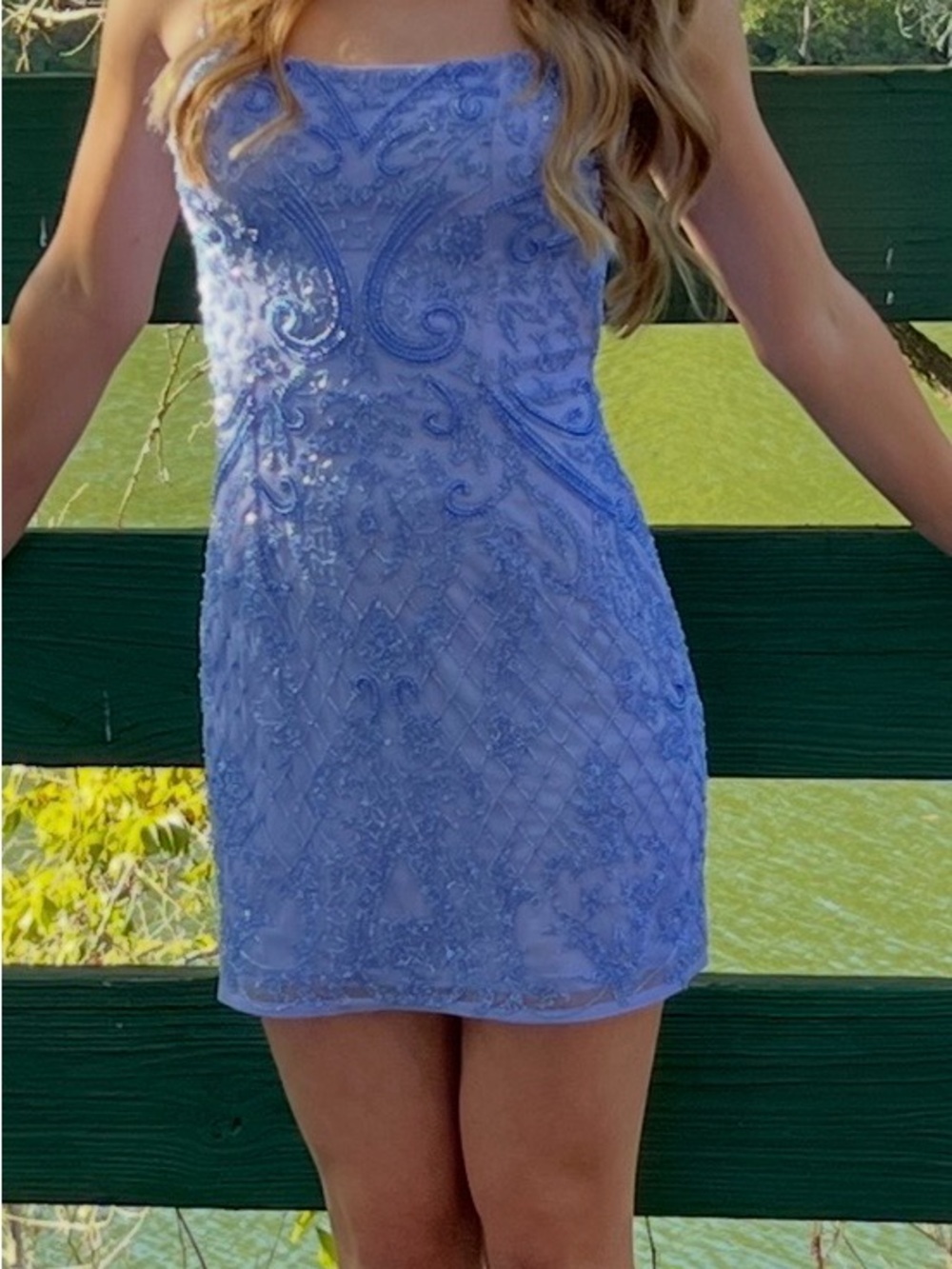 Alyce Paris size 0 periwinkle Beaded Mini Dress